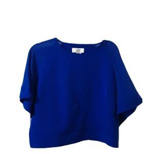 Belle Badgley Mischa Size 14 Royal Blue Dolman Sleeve Top with Shoulder Zipper